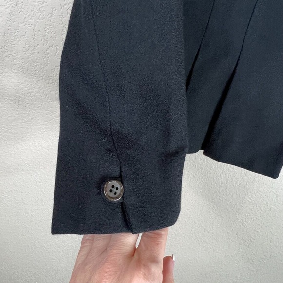 Diane Von Furstenberg Blazer Jacket Black Button Front Notch Lapel Crepe Career - Picture 6 of 15